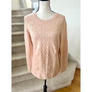 Talbots Blush Pink Pointelle Long Sleeve Crew Neck Sweater